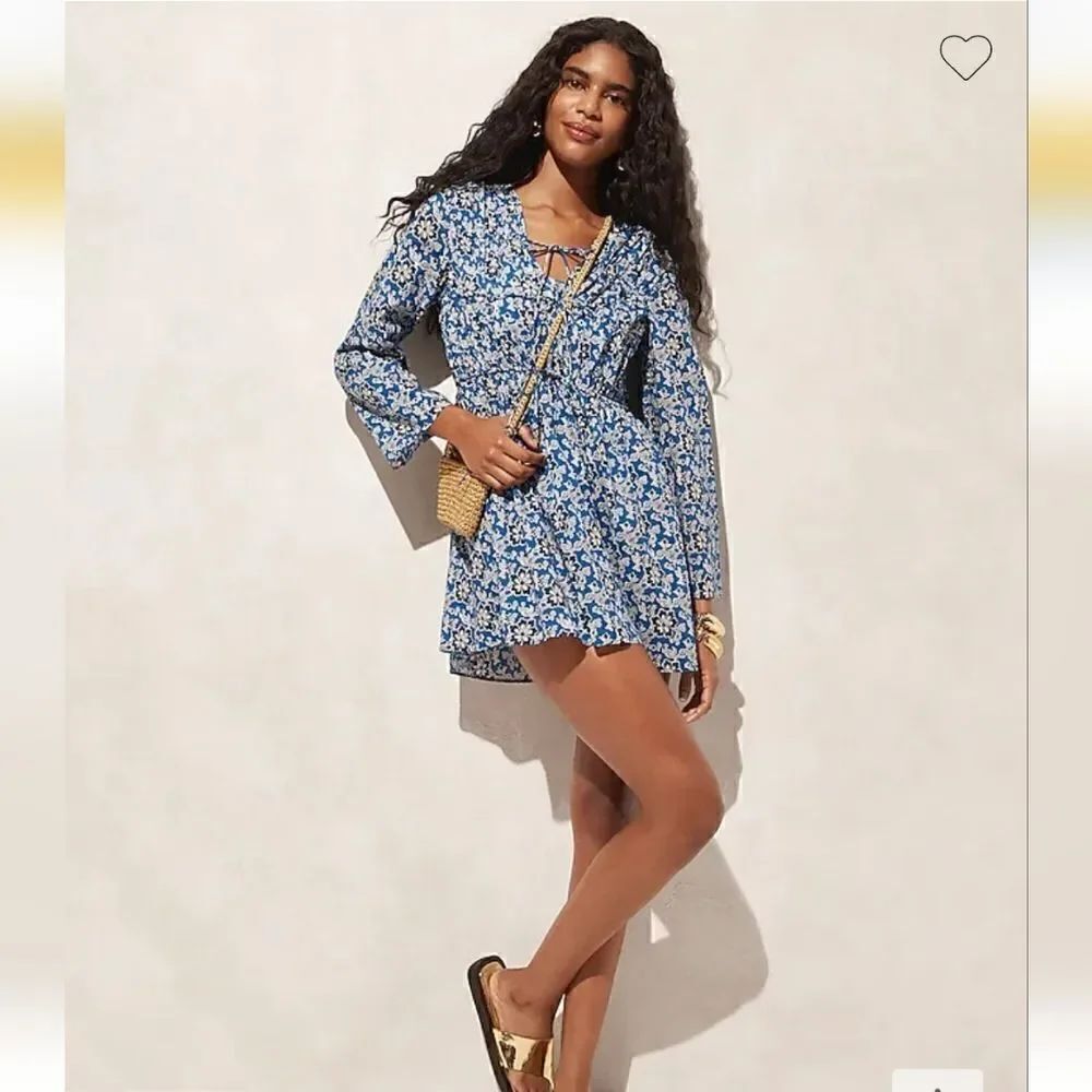 J Crew Tiered Tie Front Beach Dress in Colbalt Floral Cotton Voile XSMALL NWT